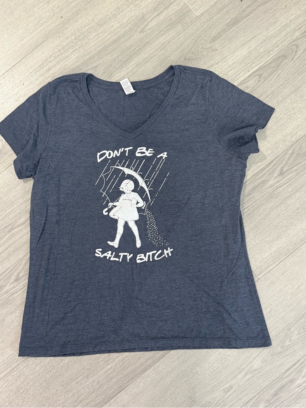 District Navy Graphic V-Neck Tee with White Print